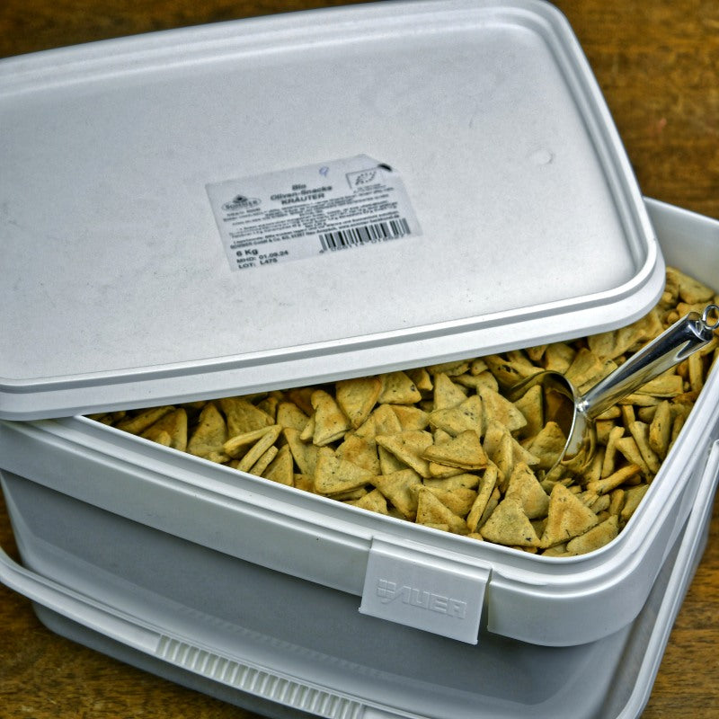 Bio-Kekse Kräuter-Olive Kräcker (Sommer) – Erhältlich bei Kornkiste, der nachhaltigen Unverpackt-Online-Foodcoop. Bio, plastikfrei und ökologisch verpackt im praktischen Mehrweg-Großgebinde. Lose und ressourcenschonend für gemeinschaftliches, bewusstes Einkaufen. Jetzt online bestellen!
