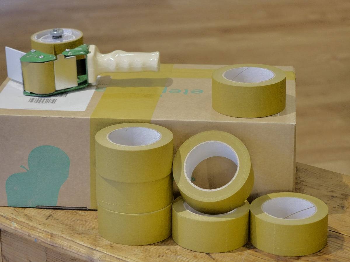 Pack-Band Papier-Klebeband Tape – Erhältlich bei Kornkiste, der nachhaltigen Unverpackt-Online-Foodcoop. Bio, plastikfrei und ökologisch verpackt im praktischen Mehrweg-Großgebinde. Lose und ressourcenschonend für gemeinschaftliches, bewusstes Einkaufen. Jetzt online bestellen!