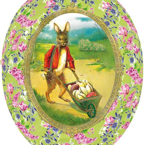 Osterei Füllei Nostalgie mit goldener Borte 25cm "Osterhase"